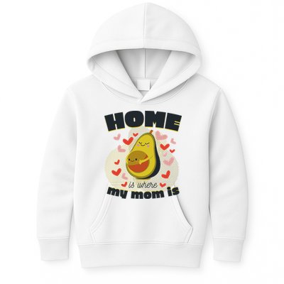 Home Is Where My Mom Is Pregnant Avocado Kids Hoodie
