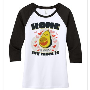 Home Is Where My Mom Is Pregnant Avocado Women's Tri-Blend 3/4-Sleeve Raglan Shirt