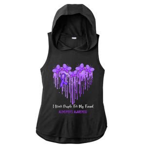 Heart I Wear Purple For My Friend Alzheimers Awareness Month Ladies PosiCharge Tri-Blend Wicking Draft Hoodie Tank