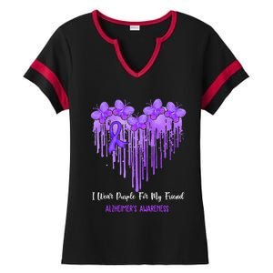 Heart I Wear Purple For My Friend Alzheimers Awareness Month Ladies Halftime Notch Neck Tee