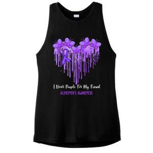 Heart I Wear Purple For My Friend Alzheimers Awareness Month Ladies PosiCharge Tri-Blend Wicking Tank