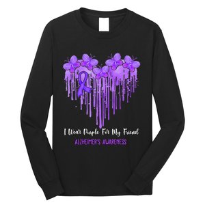 Heart I Wear Purple For My Friend Alzheimers Awareness Month Long Sleeve Shirt