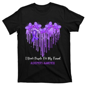 Heart I Wear Purple For My Friend Alzheimers Awareness Month T-Shirt