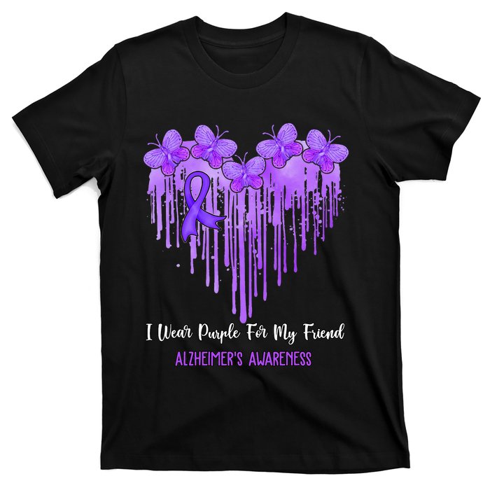 Heart I Wear Purple For My Friend Alzheimers Awareness Month T-Shirt