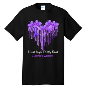 Heart I Wear Purple For My Friend Alzheimers Awareness Month Tall T-Shirt