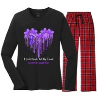 Heart I Wear Purple For My Friend Alzheimers Awareness Month Women's Long Sleeve Flannel Pajama Set 