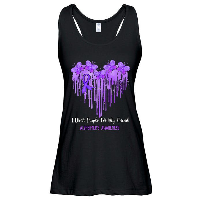 Heart I Wear Purple For My Friend Alzheimers Awareness Month Ladies Essential Flowy Tank