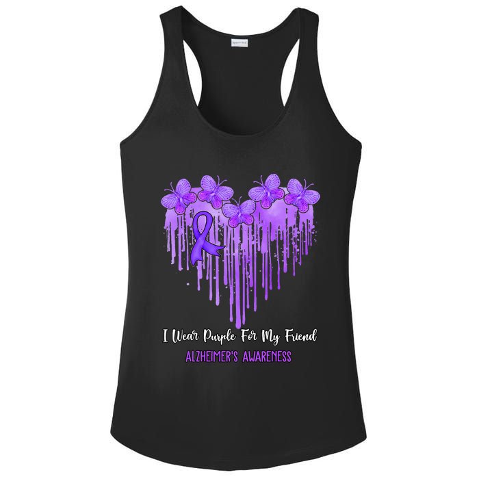 Heart I Wear Purple For My Friend Alzheimers Awareness Month Ladies PosiCharge Competitor Racerback Tank