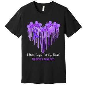 Heart I Wear Purple For My Friend Alzheimers Awareness Month Premium T-Shirt