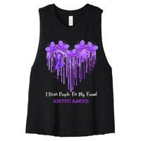 Heart I Wear Purple For My Friend Alzheimers Awareness Month Women's Racerback Cropped Tank