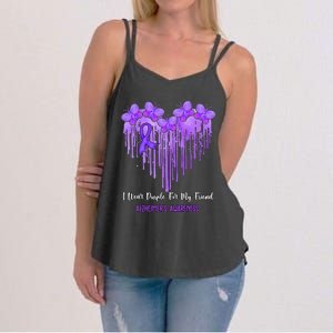 Heart I Wear Purple For My Friend Alzheimers Awareness Month Women's Strappy Tank