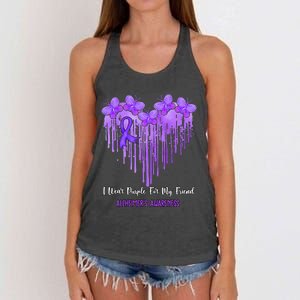 Heart I Wear Purple For My Friend Alzheimers Awareness Month Women's Knotted Racerback Tank