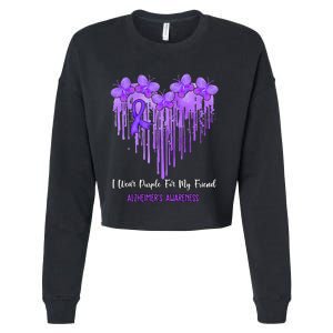 Heart I Wear Purple For My Friend Alzheimers Awareness Month Cropped Pullover Crew