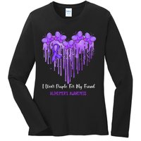 Heart I Wear Purple For My Friend Alzheimers Awareness Month Ladies Long Sleeve Shirt