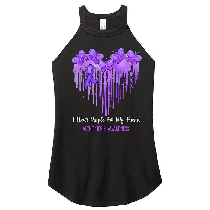 Heart I Wear Purple For My Friend Alzheimers Awareness Month Women's Perfect Tri Rocker Tank