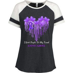 Heart I Wear Purple For My Friend Alzheimers Awareness Month Enza Ladies Jersey Colorblock Tee