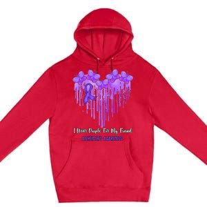 Heart I Wear Purple For My Friend Alzheimers Awareness Month Premium Pullover Hoodie