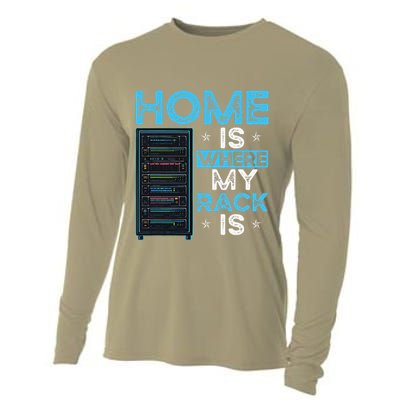 Home Is Where My Rack Is Funny Server Admin Cooling Performance Long Sleeve Crew