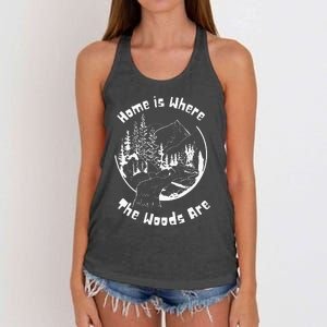 Home Is Where The Woods Are Gift For Nature Lovers Campers Women's Knotted Racerback Tank