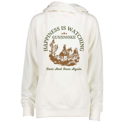 Happiness Is Watching Gunsmoke Over And Over Again Cowboy Womens Funnel Neck Pullover Hood