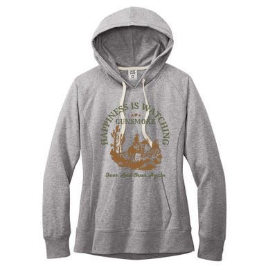 Happiness Is Watching Gunsmoke Over And Over Again Cowboy Women's Fleece Hoodie