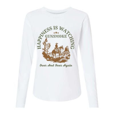 Happiness Is Watching Gunsmoke Over And Over Again Cowboy Womens Cotton Relaxed Long Sleeve T-Shirt