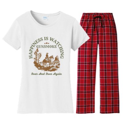 Happiness Is Watching Gunsmoke Over And Over Again Cowboy Women's Flannel Pajama Set