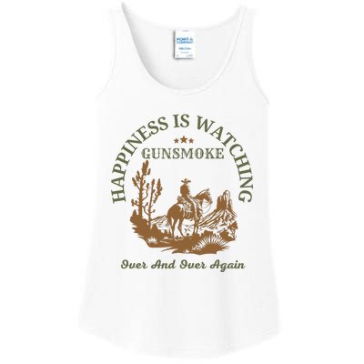 Happiness Is Watching Gunsmoke Over And Over Again Cowboy Ladies Essential Tank