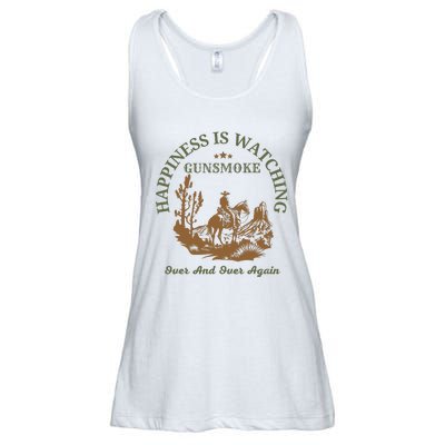 Happiness Is Watching Gunsmoke Over And Over Again Cowboy Ladies Essential Flowy Tank