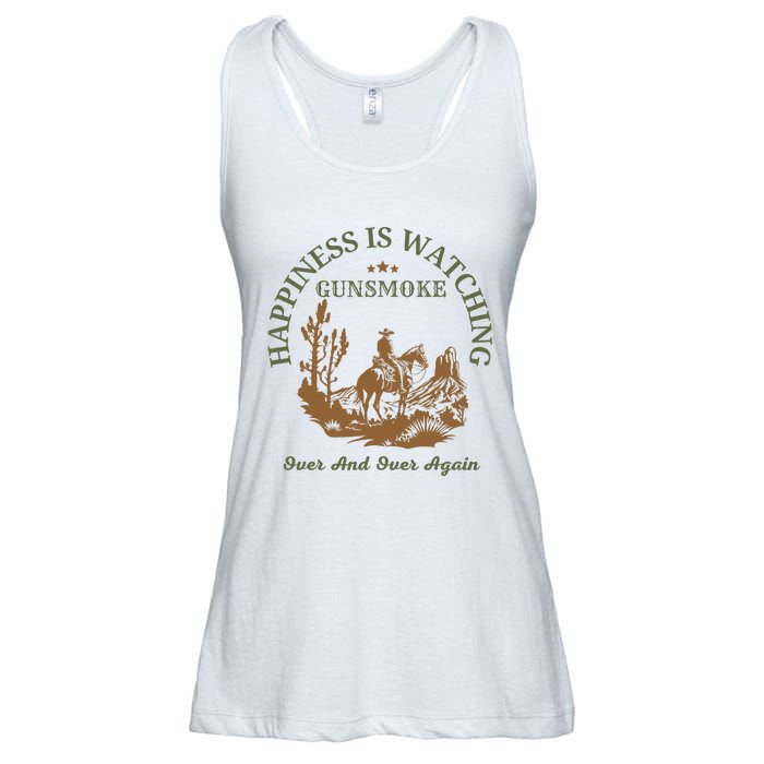 Happiness Is Watching Gunsmoke Over And Over Again Cowboy Ladies Essential Flowy Tank