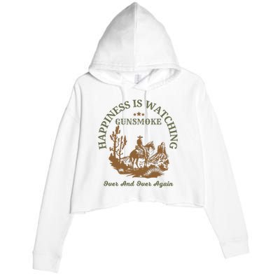 Happiness Is Watching Gunsmoke Over And Over Again Cowboy Crop Fleece Hoodie