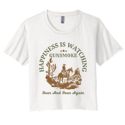 Happiness Is Watching Gunsmoke Over And Over Again Cowboy Women's Crop Top Tee