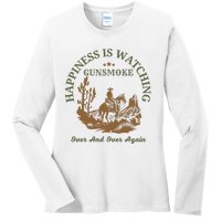 Happiness Is Watching Gunsmoke Over And Over Again Cowboy Ladies Long Sleeve Shirt