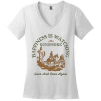 Happiness Is Watching Gunsmoke Over And Over Again Cowboy Women's V-Neck T-Shirt