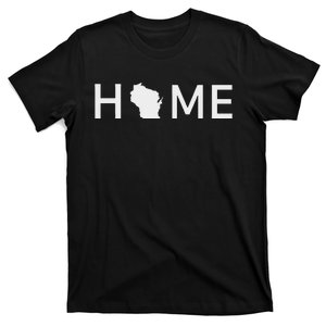 Home In Wisconsin Love U.S. State Outline Silhouette T-Shirt