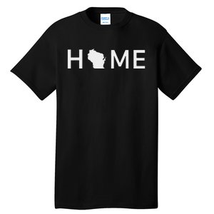 Home In Wisconsin Love U.S. State Outline Silhouette Tall T-Shirt