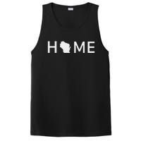 Home In Wisconsin Love U.S. State Outline Silhouette PosiCharge Competitor Tank