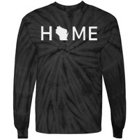 Home In Wisconsin Love U.S. State Outline Silhouette Tie-Dye Long Sleeve Shirt