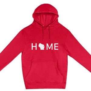 Home In Wisconsin Love U.S. State Outline Silhouette Premium Pullover Hoodie