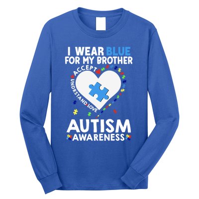 Heart I Wear Blue For My Brother Autism Awareness Month Cute Gift Long Sleeve Shirt