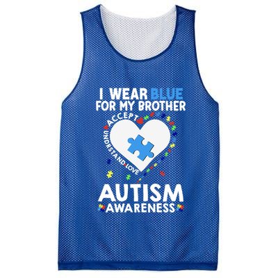 Heart I Wear Blue For My Brother Autism Awareness Month Cute Gift Mesh Reversible Basketball Jersey Tank