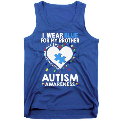 Heart I Wear Blue For My Brother Autism Awareness Month Cute Gift Tank Top