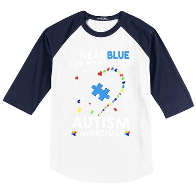 Heart I Wear Blue For My Brother Autism Awareness Month Cute Gift Baseball Sleeve Shirt