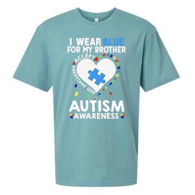 Heart I Wear Blue For My Brother Autism Awareness Month Cute Gift Sueded Cloud Jersey T-Shirt