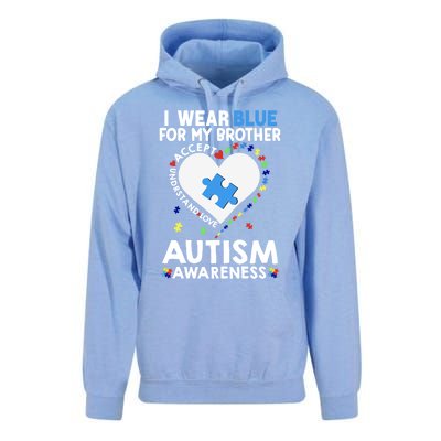 Heart I Wear Blue For My Brother Autism Awareness Month Cute Gift Unisex Surf Hoodie