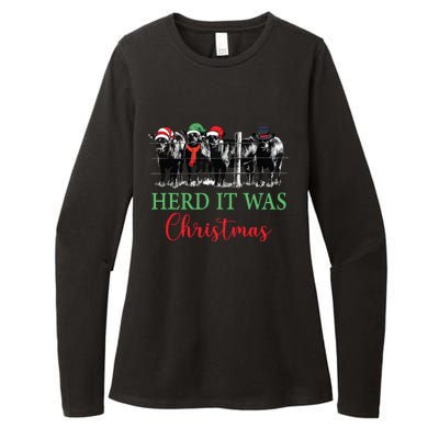 Herd It Was Christmas Cute Christmas Cow Heifer Lover Farmer Womens CVC Long Sleeve Shirt