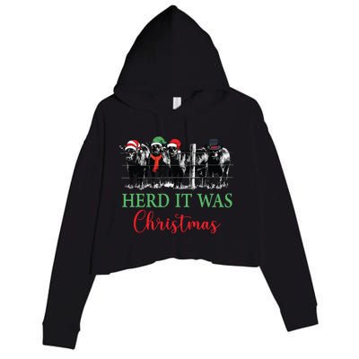 Herd It Was Christmas Cute Christmas Cow Heifer Lover Farmer Crop Fleece Hoodie