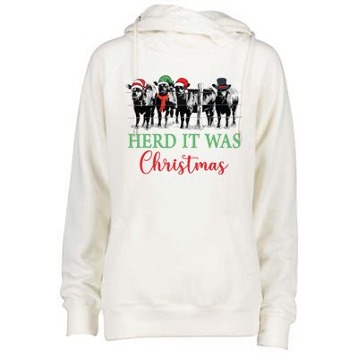 Herd It Was Christmas Cute Christmas Cow Heifer Lover Farmer Womens Funnel Neck Pullover Hood