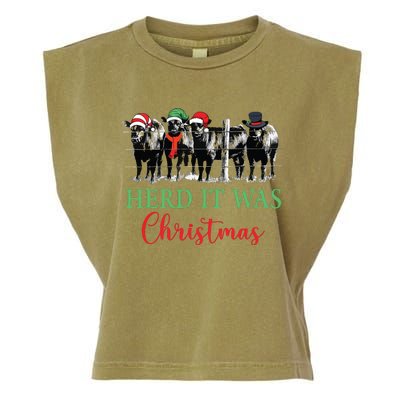 Herd It Was Christmas Cute Christmas Cow Heifer Lover Farmer Garment-Dyed Women's Muscle Tee