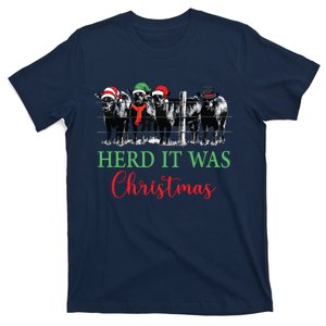 Herd It Was Christmas Cute Christmas Cow Heifer Lover Farmer T-Shirt